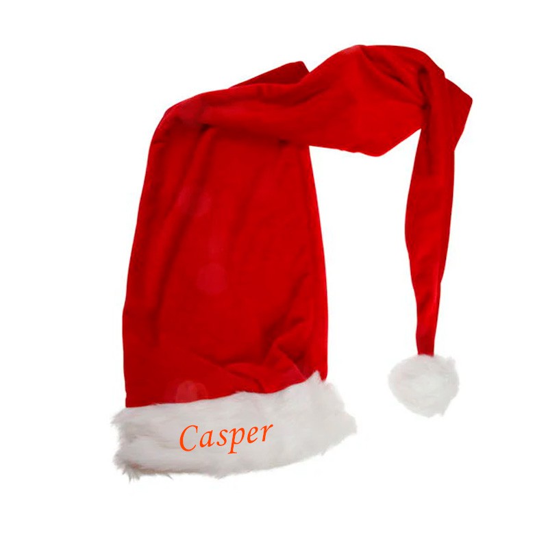 Klassisk lang nissehue med navn