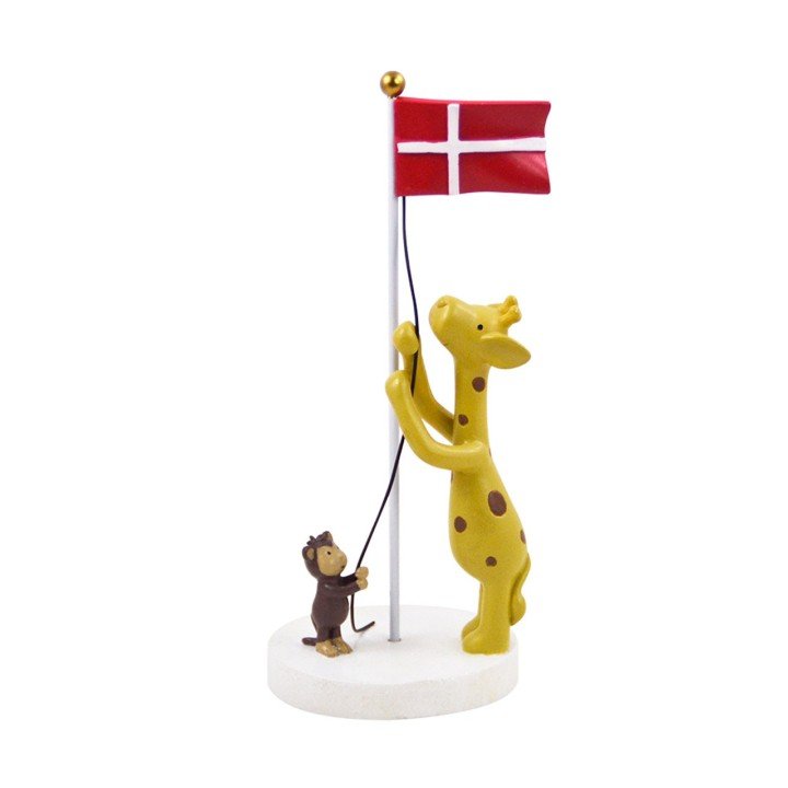 Sødt Bordflag med Giraf og Abe og gravering
