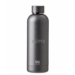 RAW TO GO termoflaske metallic dark grey firmagaver med logo