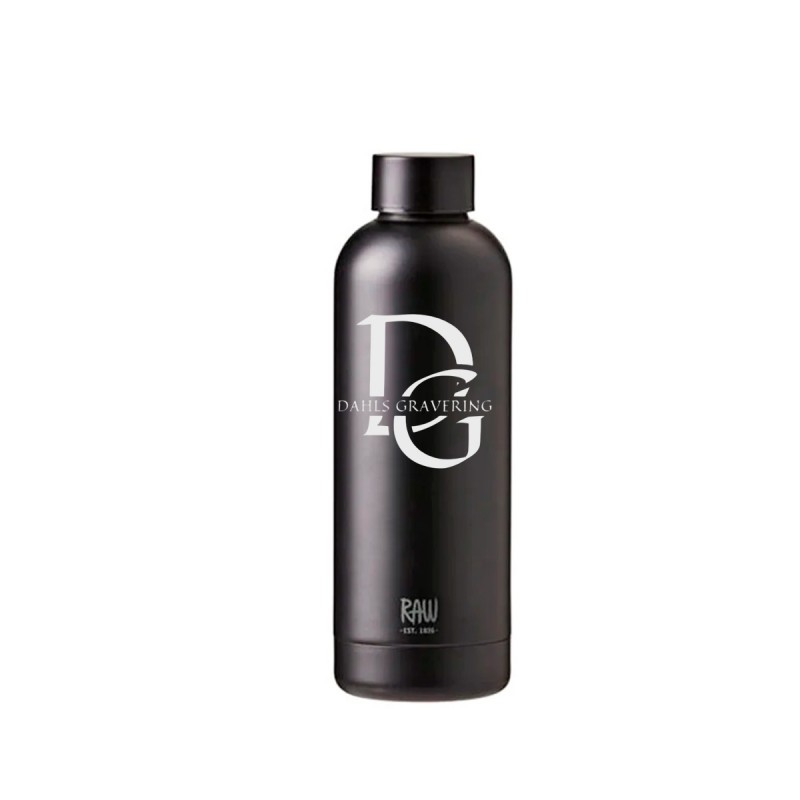 RAW TO GO termoflaske matte black firmagaver med logo