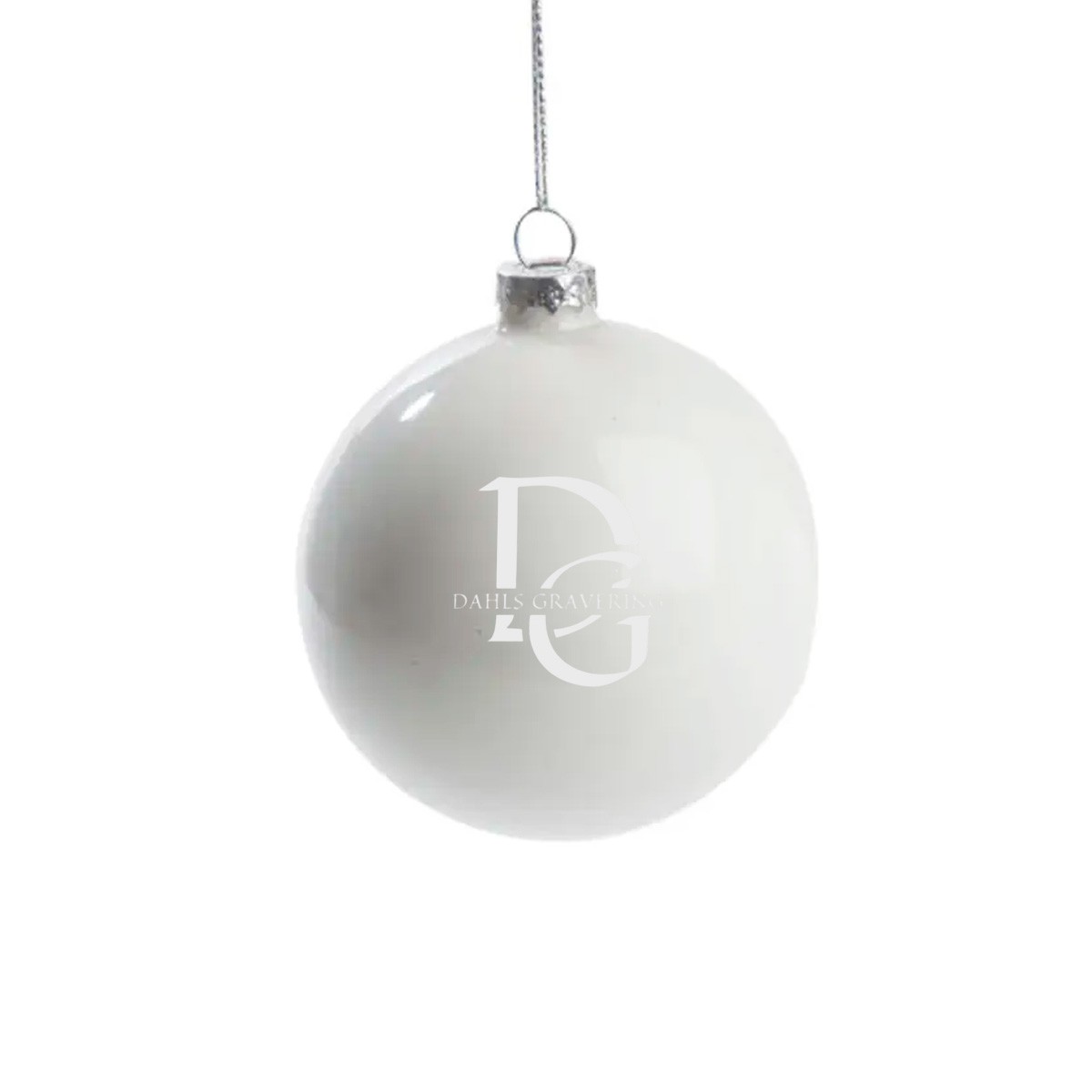 Julekugle med navn – Hvid blank firmajulegaver