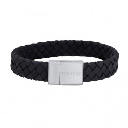 Nordahl Andersen Sort flette læderarmbånd 19 cm