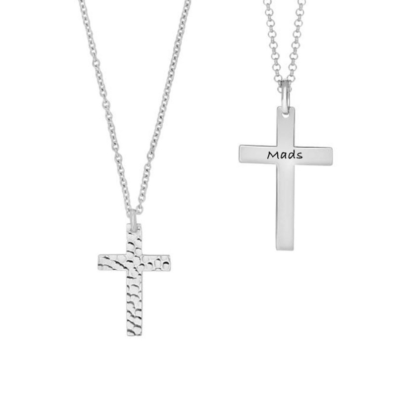 SON of Noa stål hamret kors 20 x 30 mm inkl. kæde