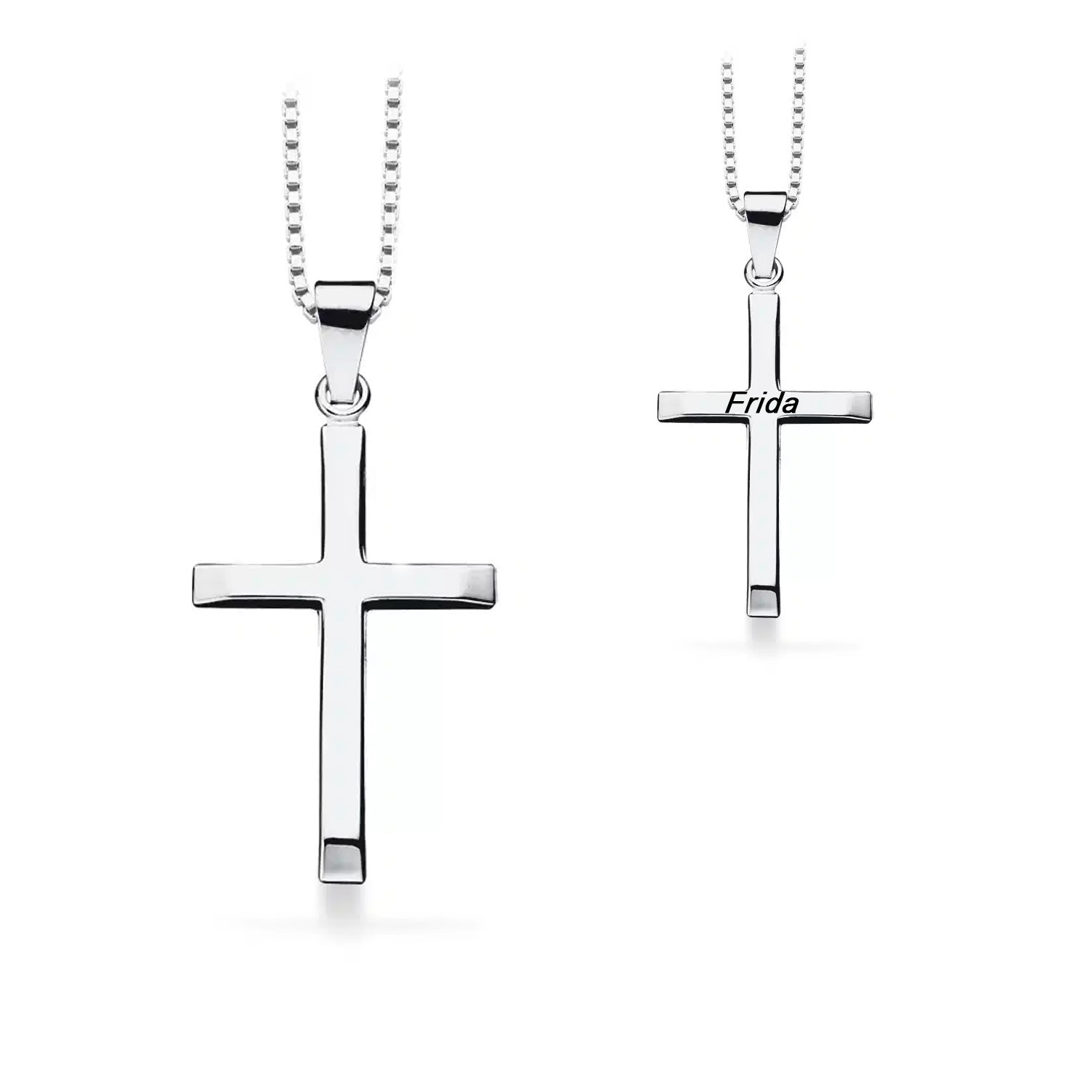 Dahl Sølv kors med facet ende 16 x 25 mm inkl kæde