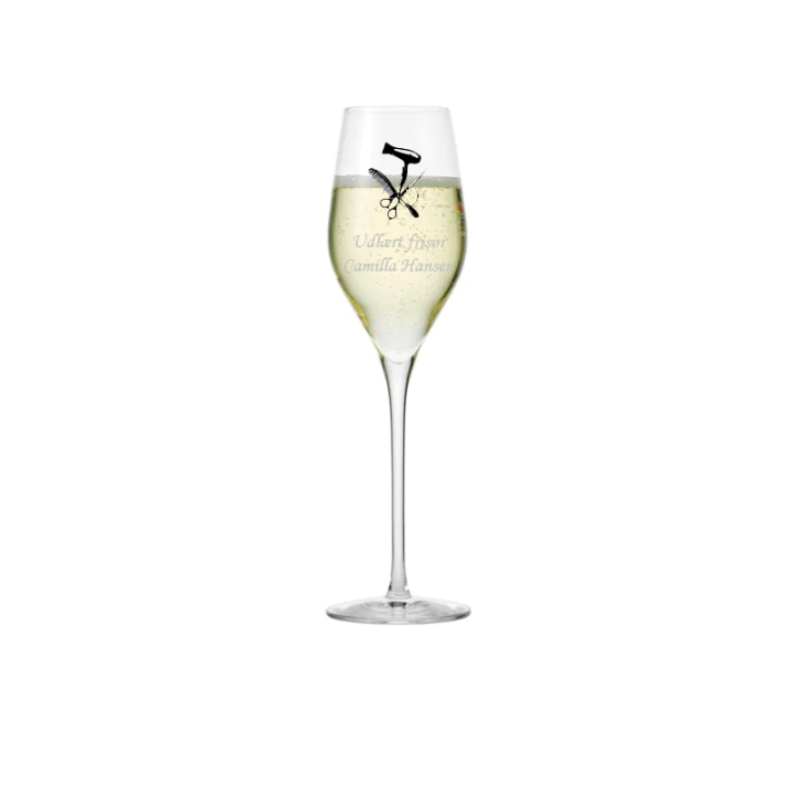 Personligt champagneglas til frisører