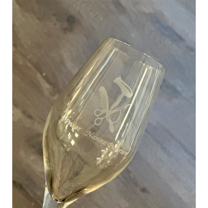 Personligt champagneglas til frisører