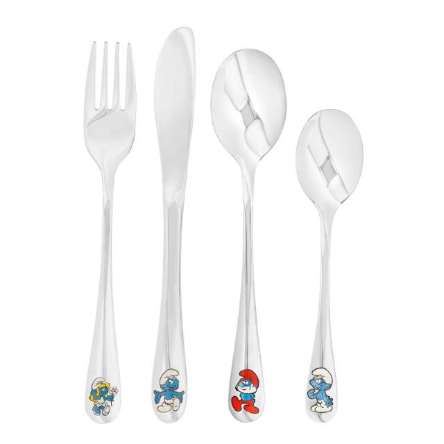 Nordahl Andersen bestik m. smølferne farvet