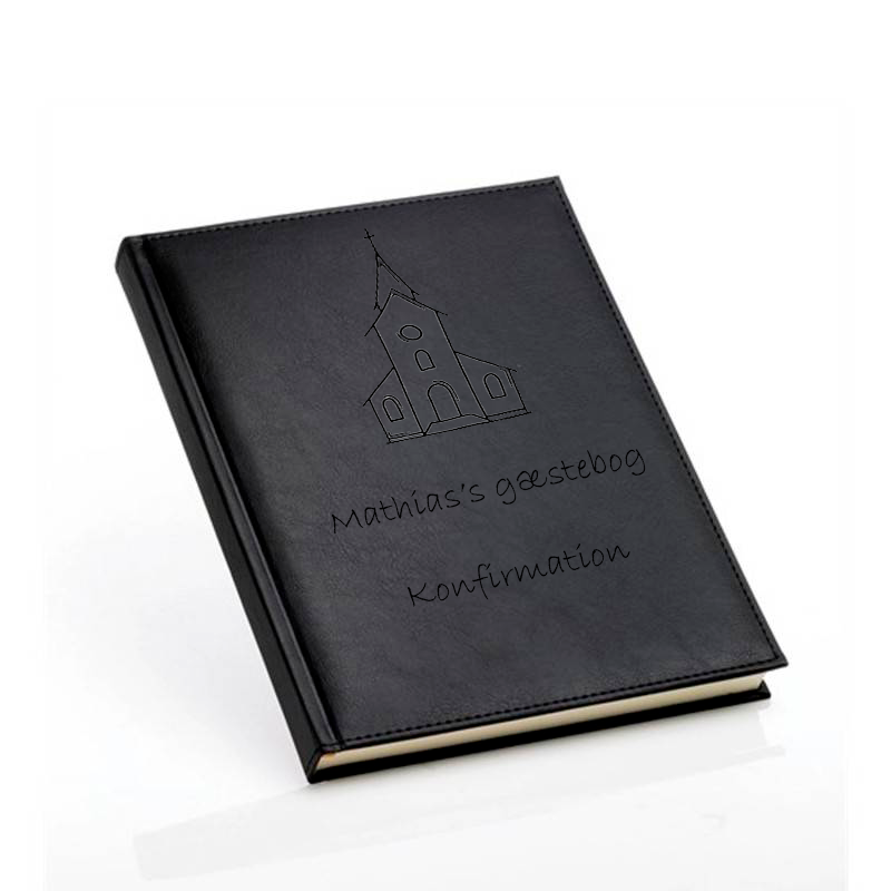 Gæstebog til Konfirmation med linjer - Sort - A5