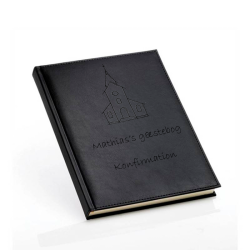 Gæstebog sort til konfirmation uden linjer 17,5 x 24,5 cm