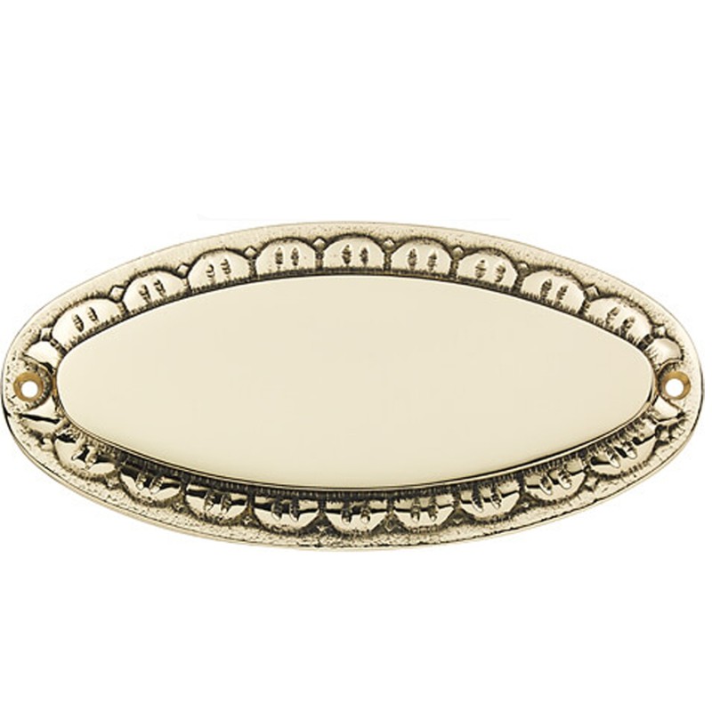 Dørskilt Oval messing med kant blank