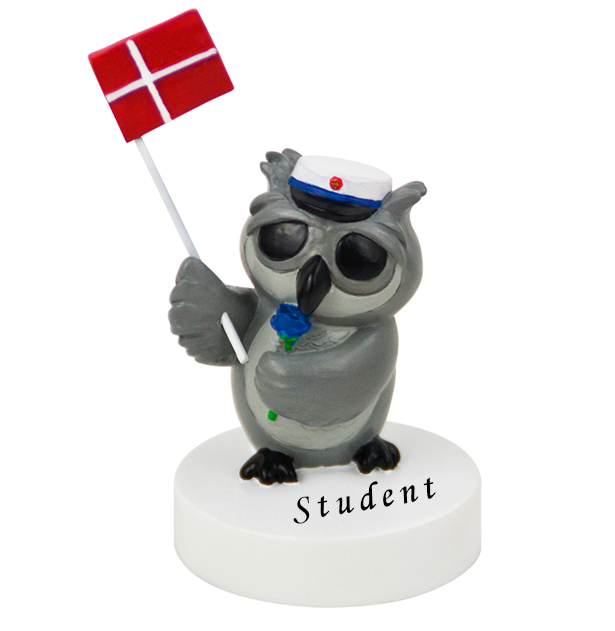 Kids by Friis Ugle med blå rose og studenterhue