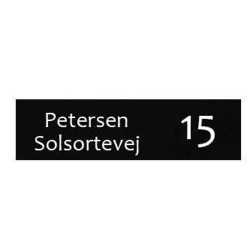 Postkasseskilt 60 x 150 mm sort med hvid tekst