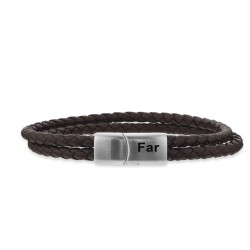 Scrouples FORCE Læderarmbånd brun flettet remme 19 cm