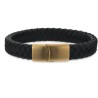 Scrouples Læder armbånd flet sort 21 cm