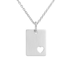 Dogtag sølv med hjerte inkl. kæde