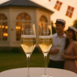 Champagneglas med gravering (sæt á 2) - Studentergave - Stölzle Lausitz