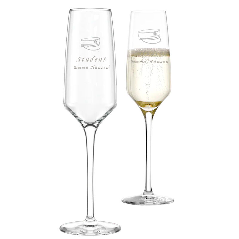 Champagneglas med studenterhue (sæt á 2) - Stölzle Lausitz
