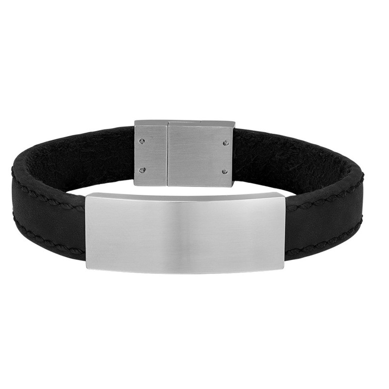 Billede af SON of NOA Læderarmbånd med plade sort