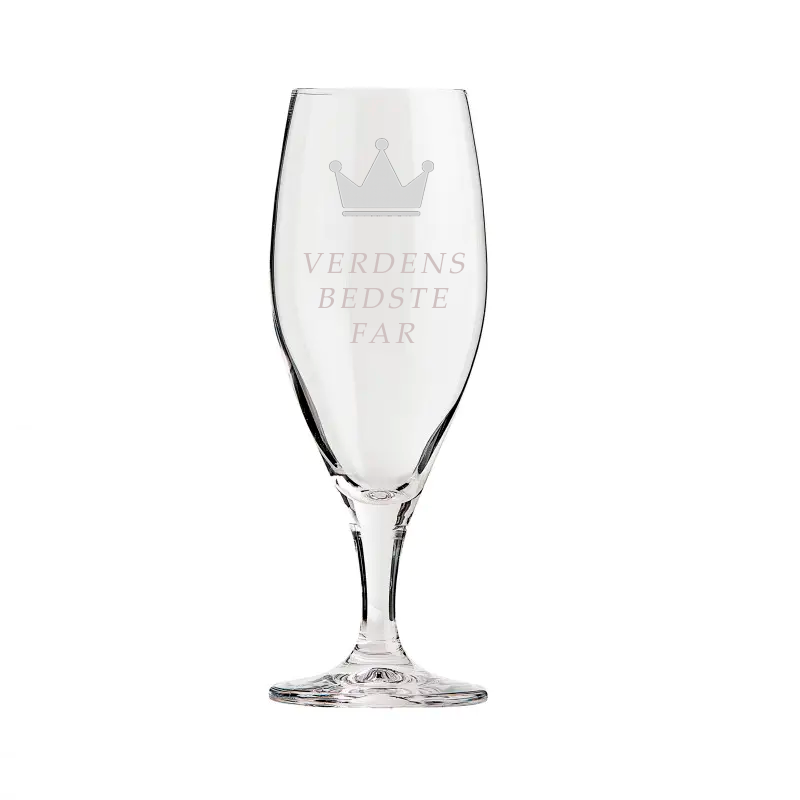 Farsdags Ølglas med kongekrone 1 stk " Verdens bedste far "