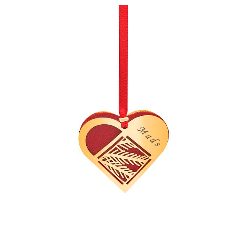 H.C. Andersen Julehjerte med grangren lille 8 cm