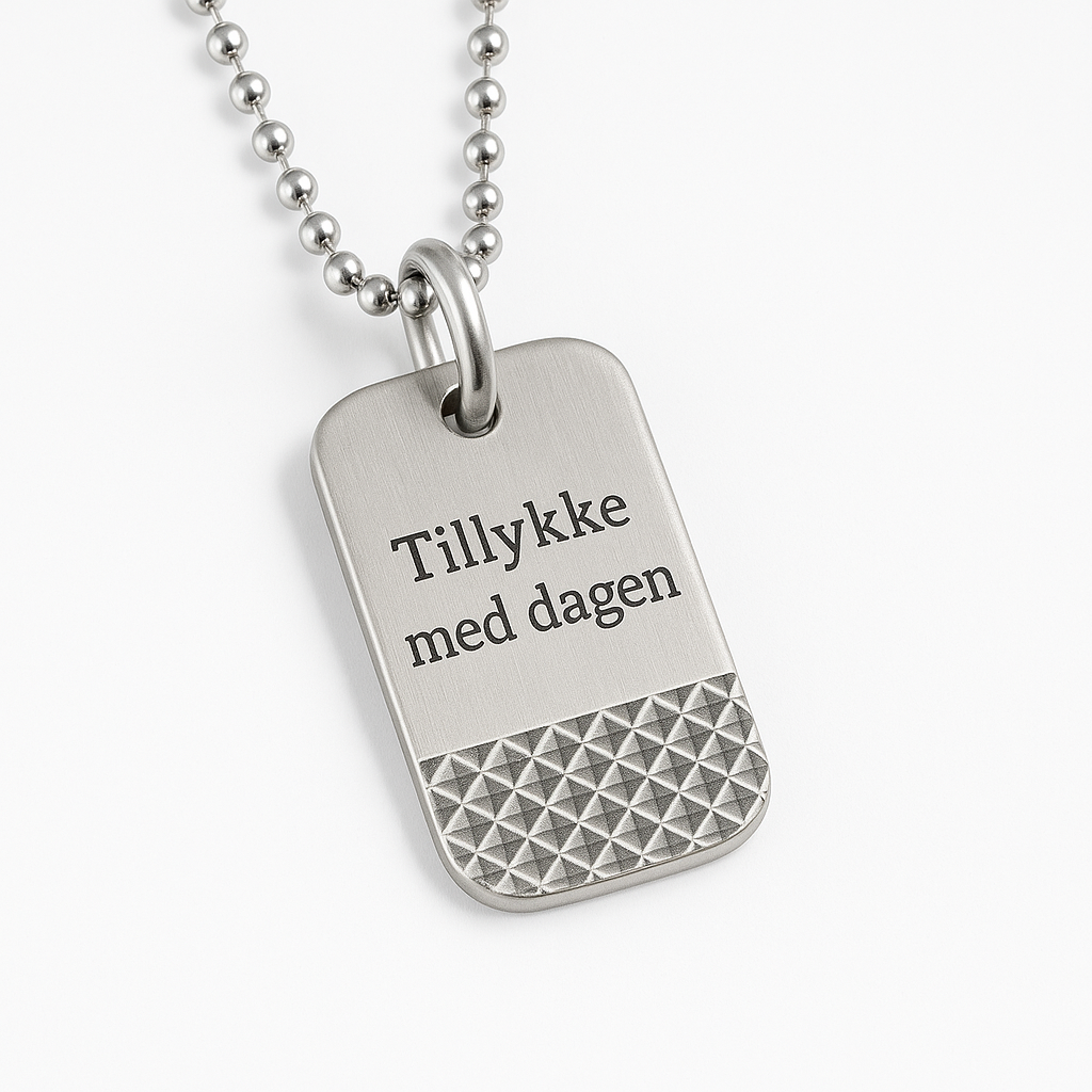 Dogtag stål med sort mønster inkl. kæde