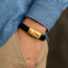 Scrouples Læder armbånd flet sort 21 cm