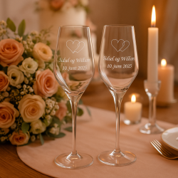 Champagneglas Med Gravering Til Bryllup 2 Stk - Aida Passion Connoisseur