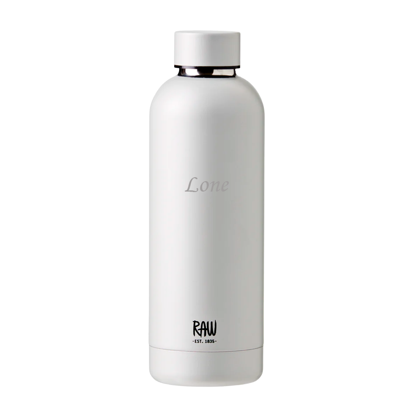 RAW TO GO Termoflaske med navn/tekst, 0,5 L, Light grey