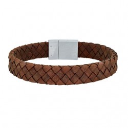 Nordahl Andersen brun flette læderarmbånd 23 cm