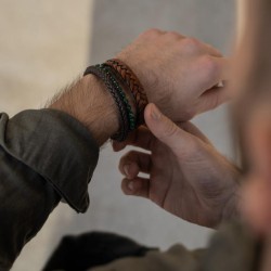 Nordahl Andersen brun flette læderarmbånd 23 cm