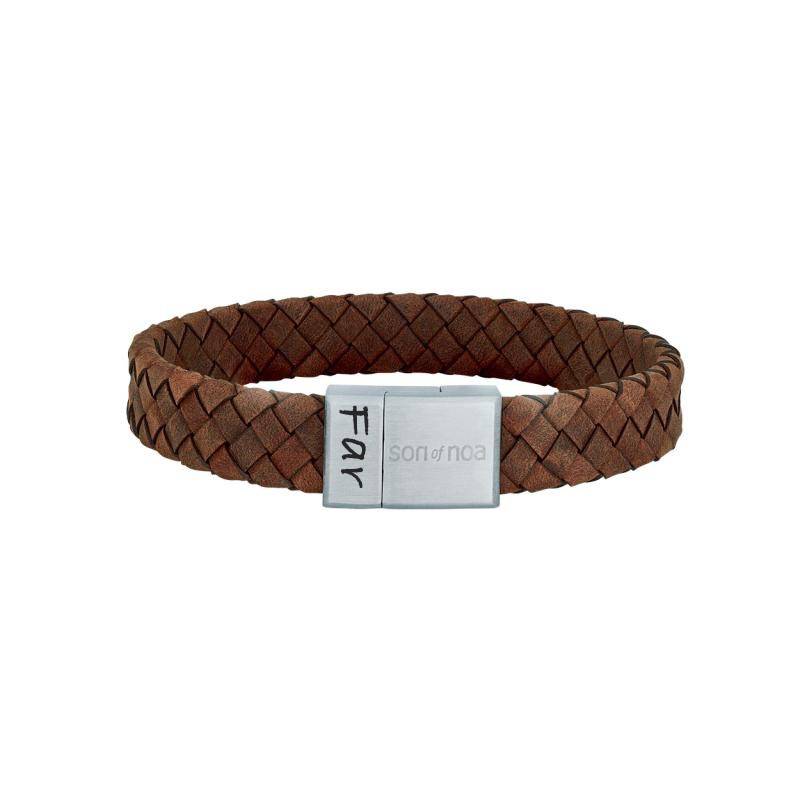 Nordahl Andersen brun flette læderarmbånd 23 cm