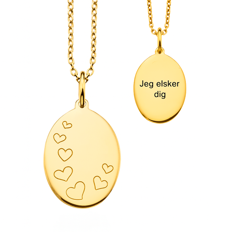 Scrouples Amulet hjerter 8 kt guld inkl. forgyldt kæde