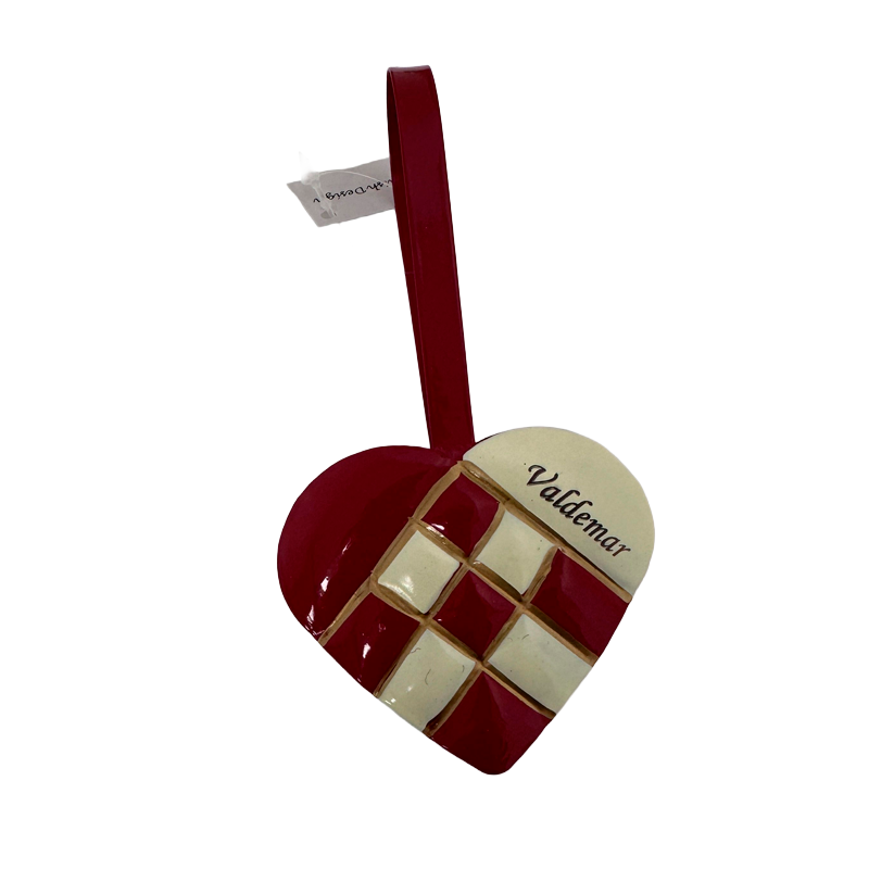 Julehjerte i metal 13 cm - fast gravering ( Laura )