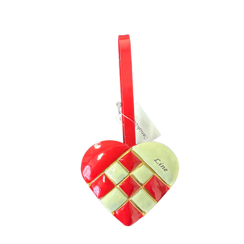 Julehjerte i metal 13 cm - fast gravering ( LINE )