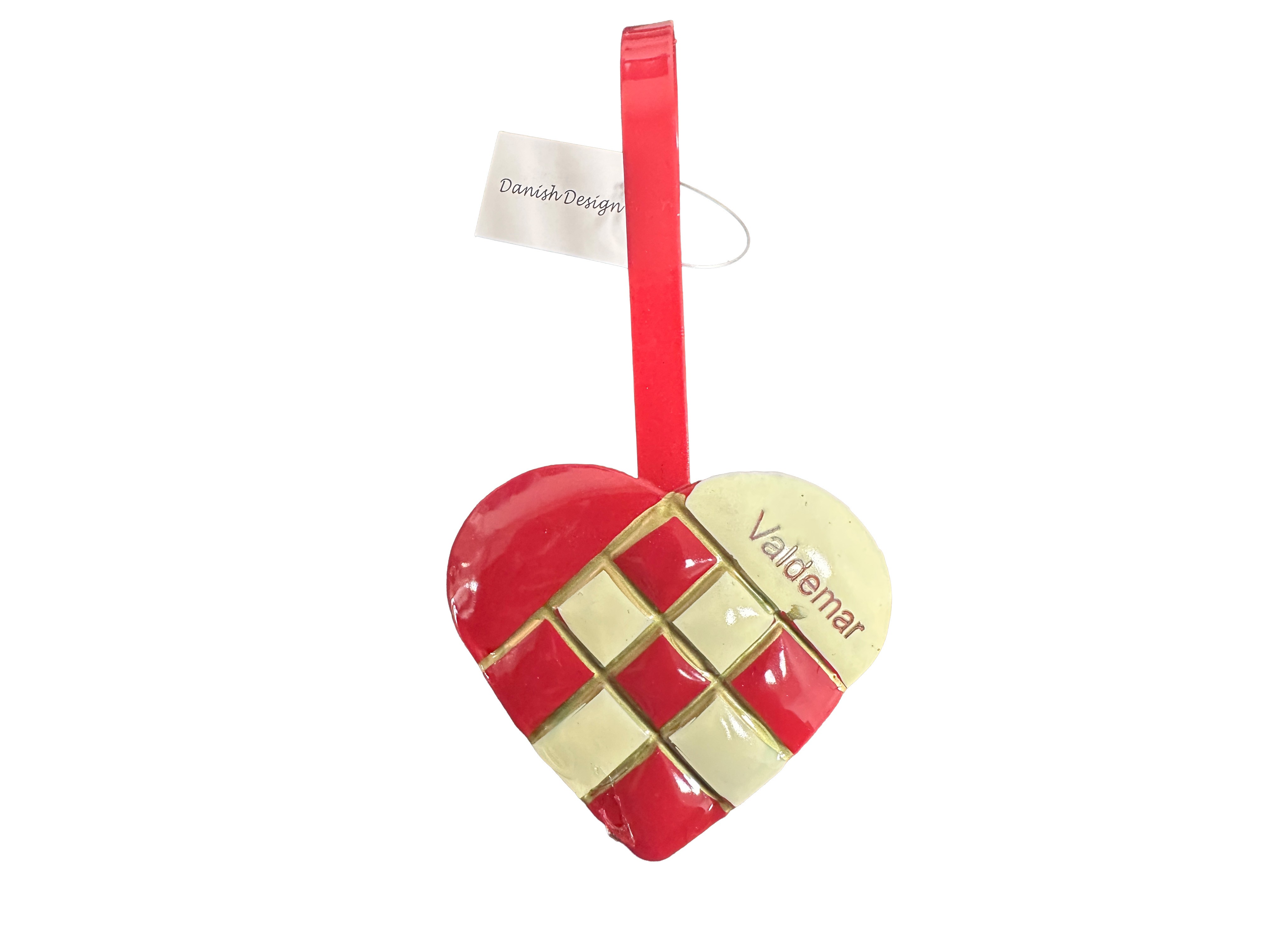 Julehjerte i metal 13 cm - fast gravering ( Valdemar)