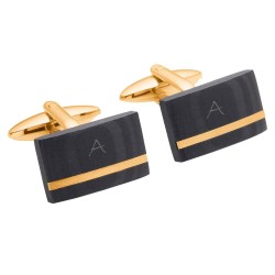 NOA Rustfri stål manchetknapper m. carbon IP Gold