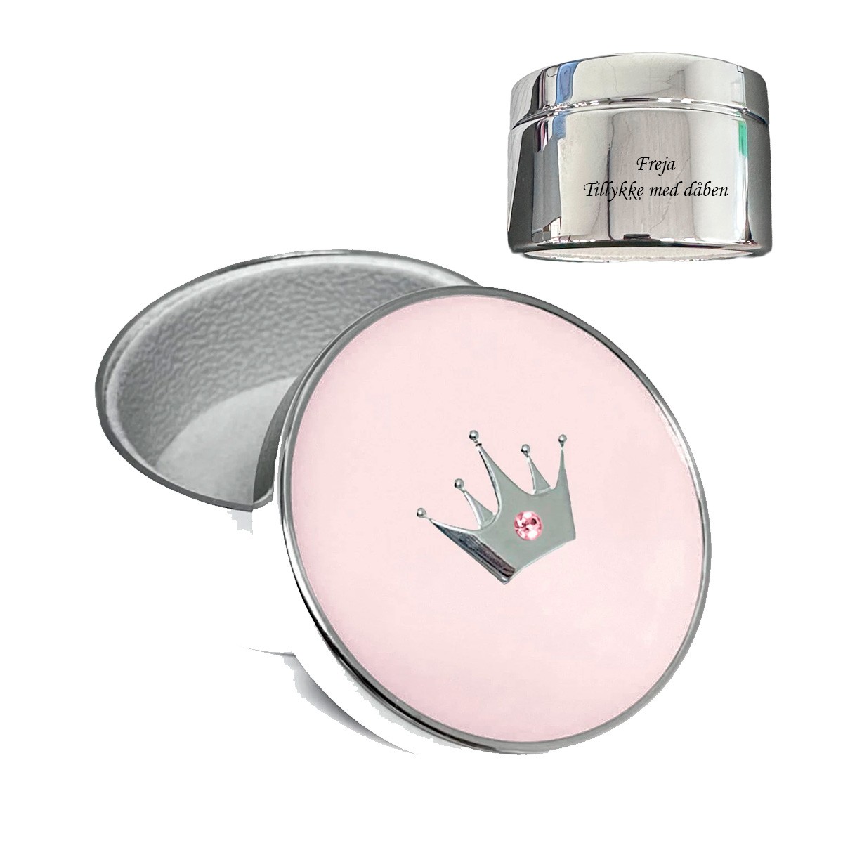 Nordahl Andersen Forkromet smykkeskrin m. krone/lyserød