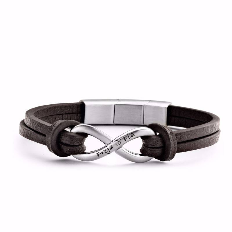 Frank 1967 herre læder armbånd i brun med infinity