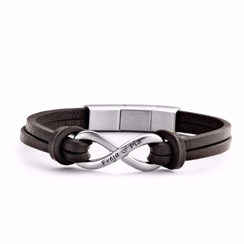 Frank 1967 herre læder armbånd i brun med infinity