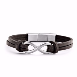 Frank 1967 herre læder armbånd i brun med infinity