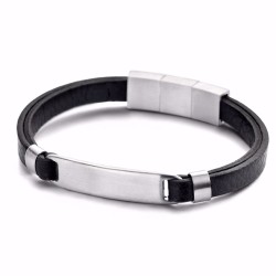 Frank1967 sort herre læder armbånd