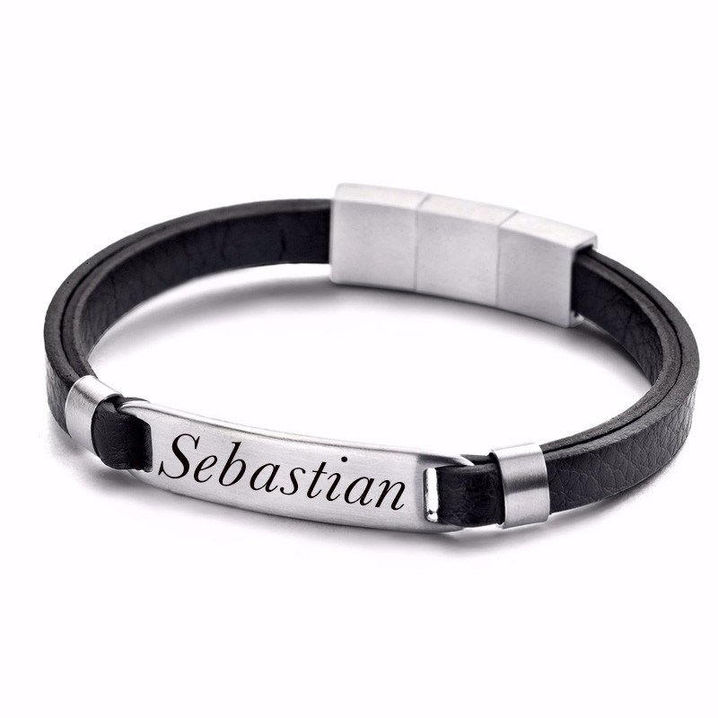 Frank1967 sort herre læder armbånd