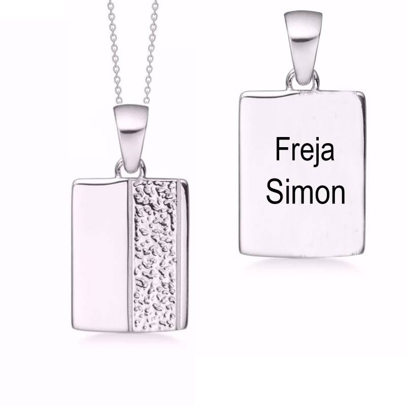 Guld Og sølv design ID plade vedhæng sølv inkl. kæde
