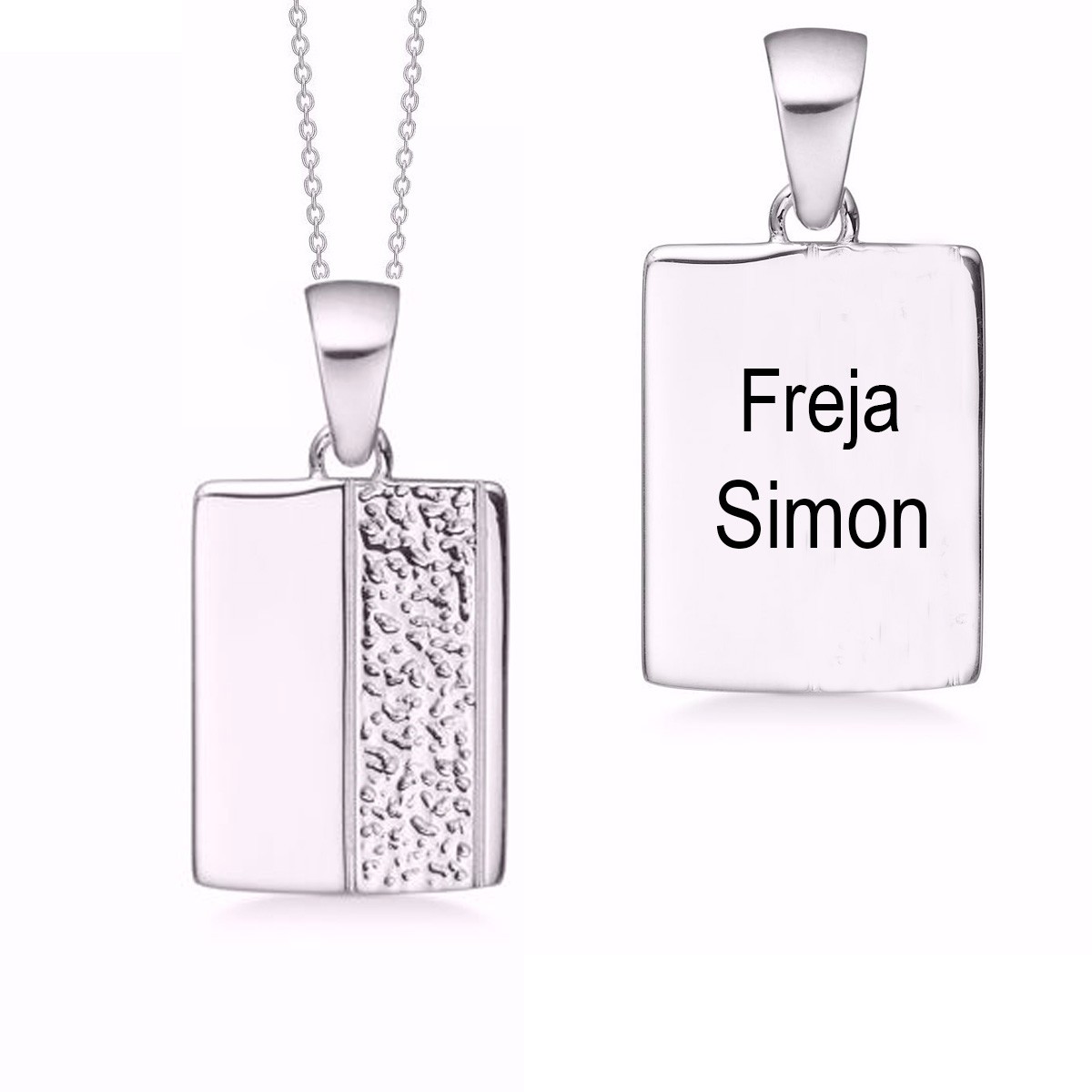 Guld Og sølv design ID plade vedhæng sølv inkl. kæde