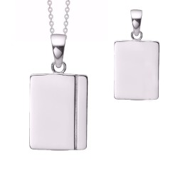 Guld Og sølv design ID plade vedhæng sølv inkl. kæde