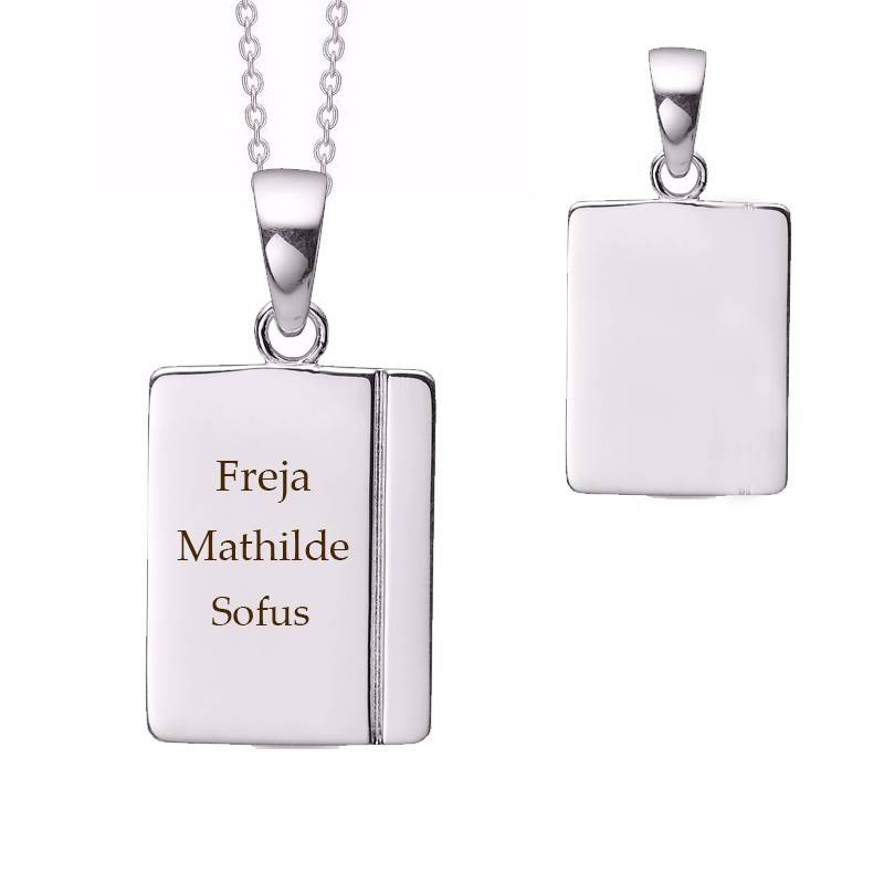 Guld Og sølv design ID plade vedhæng sølv inkl. kæde