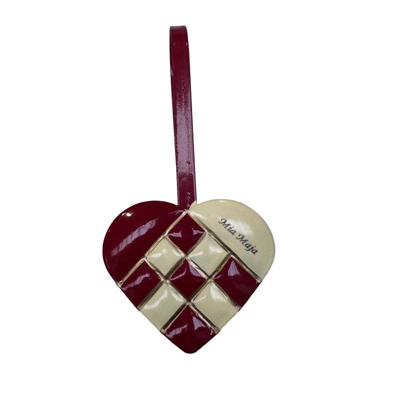 Julehjerte i metal 13 cm - fast gravering (Mia Maja)