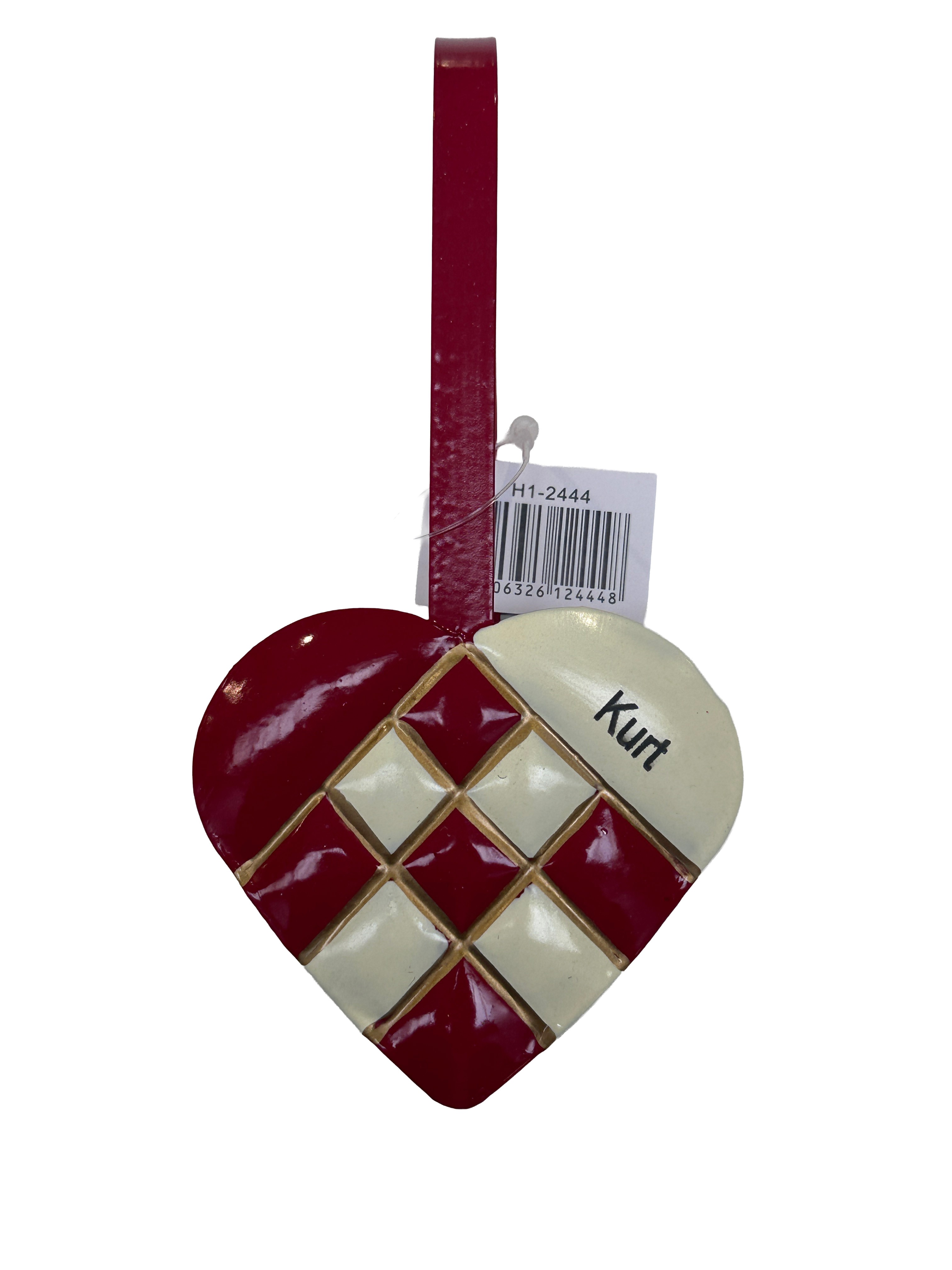 Julehjerte i metal 13 cm - fast gravering (Kurt)