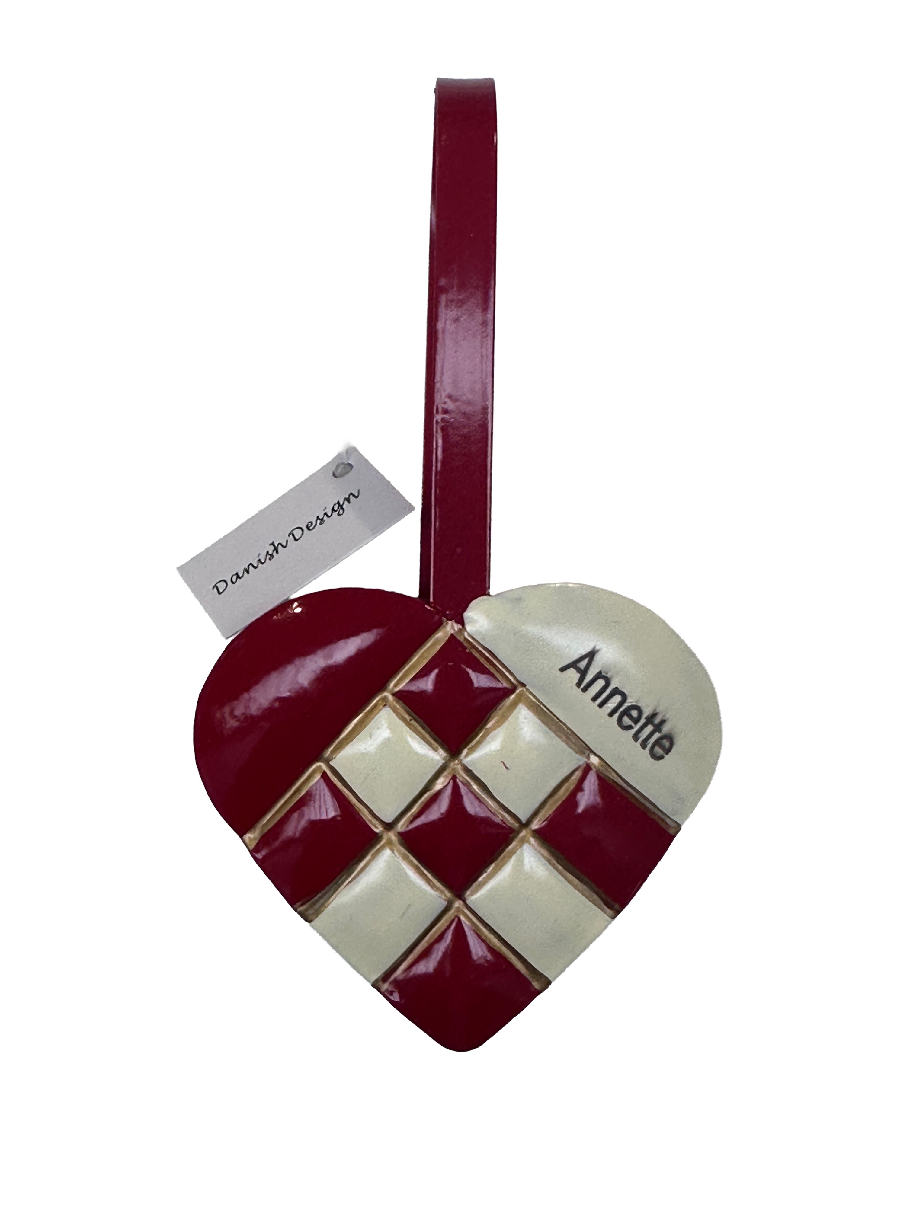 Julehjerte i metal 13 cm - fast gravering (Sussi)