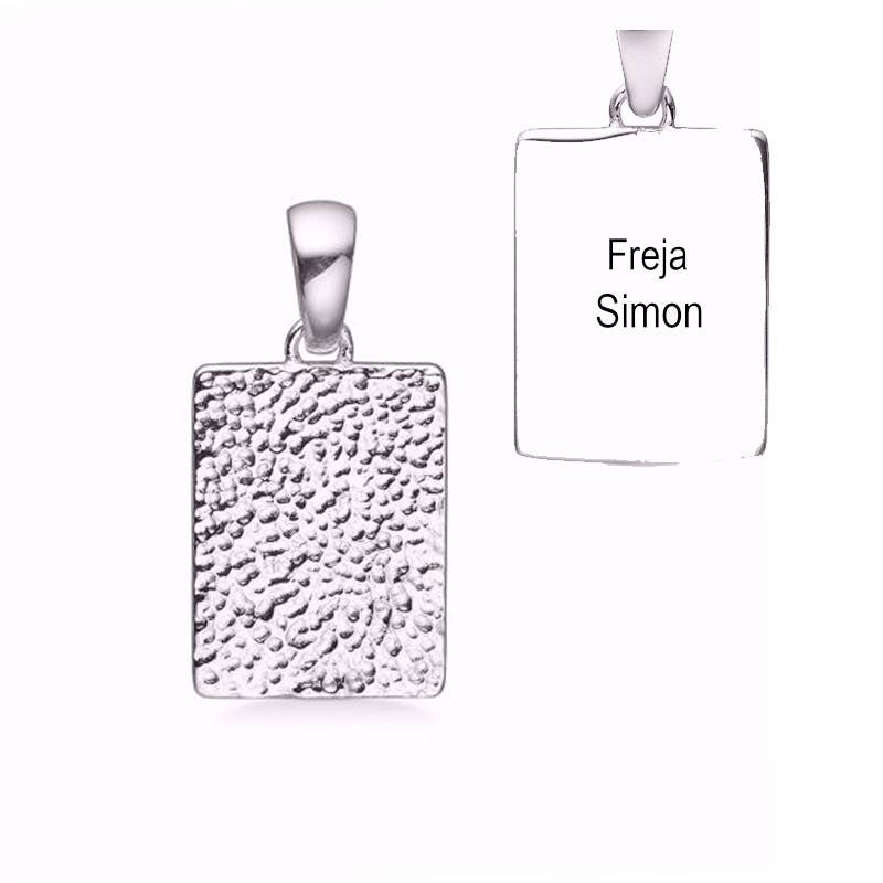 Guld Og sølv design ID plade vedhæng sølv inkl. kæde